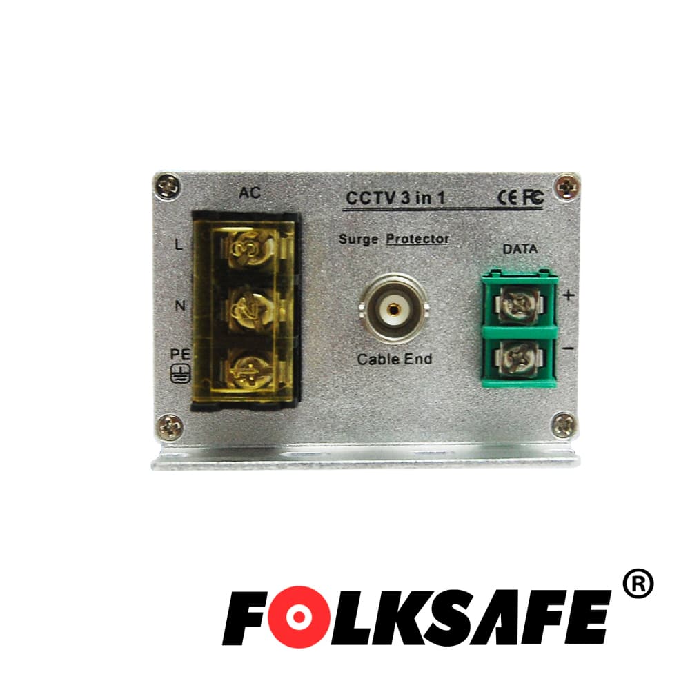 PROTECTOR CONTRA SOBRETENSIONES FOLKSAFE FS-SP3001VPD/24 , PROTEGE CONTRA SOBRETENSIONES DE HASTA 10KA EN VIDEO(BNC), 20KA EN VOLTAJE Y 10KA EN DATOS, RECOMENDABLE PARA CAMARA PTZ CON VOLTAJE DE OPERACION 24VAC, CARCASA ALEACION DE ALUMINIO CON PROTE - Miniatura 3