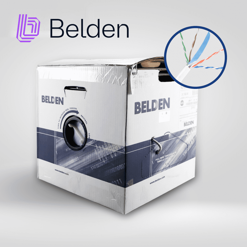 CABLE UTP CAT6+ BELDEN 2412 009A1000 / INTERIOR / BLANCO / 350MHZ / 4 PARES / 23 AWG / FORRO PVC / CMR / CERTIFICABLE / BOBINA EN CAJA / 1,000 PIES 305 METROS - Miniatura 2
