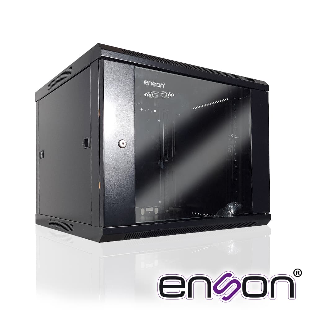 GABINETE DE PARED ENSON ENS-RKGB9U2 9UR PUERTA FRONTAL DE CRISTAL TEMPLADO CON CERRADURA DE SEGURIDAD RANURAS DE VENTILACION EN LA PARTE SUPERIOR PARA 2 VENTILADORES DE 11 CM 600X600X501MM - Miniatura 2