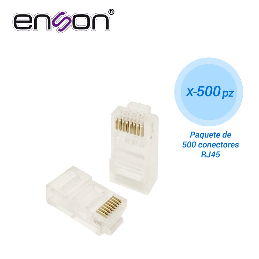 PAQUETE 500 CONECTOR RJ45 ENSON PARA CABLE UTP CAT5E - Miniatura 2