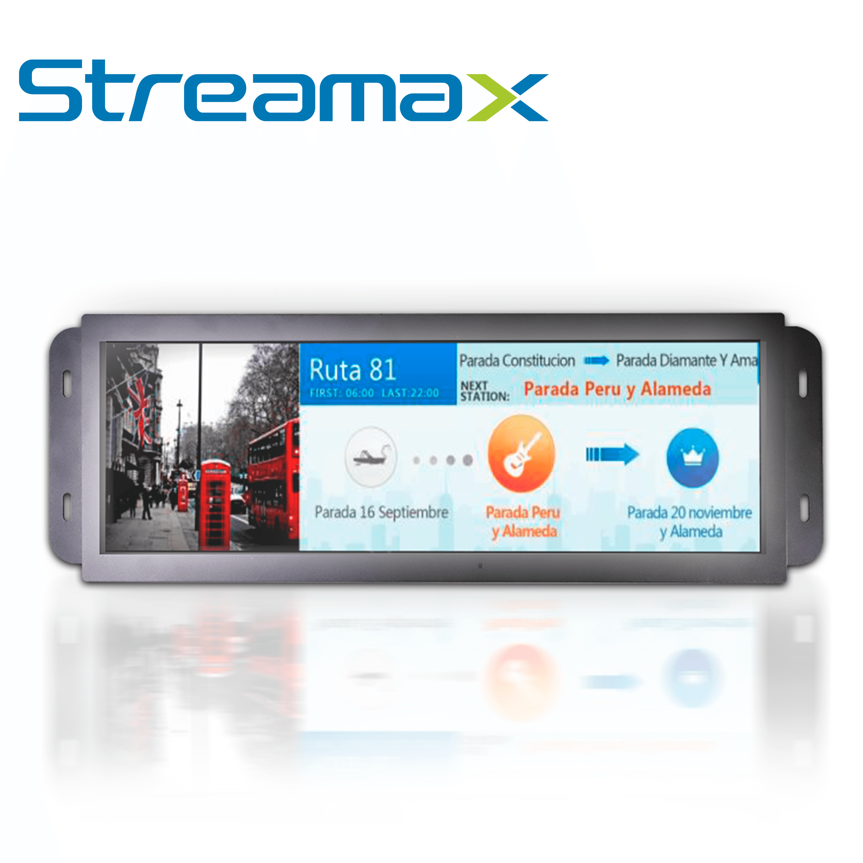 DISPLAY DE PASAJEROS PARA SOLUCION EN AUTOBUS STREAMAX ML16MAX-286 / 28.6 PULGADAS / CONECTOR DJ7031-6.3-21 / FIJACION EN TECHO O PARED COLGANTE / PARA ANUNCIAR PARADAS, ESTACIONES Y TIEMPO / SISTEMA OPERATIVO ANDROID - Miniatura 5