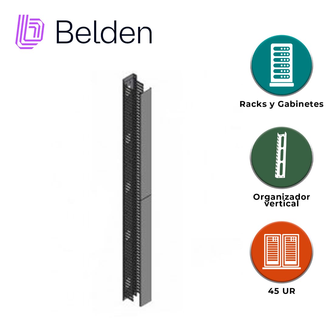 ORGANIZADOR VERTICAL BELDEN VCMFDR4X4 / INTERIOR / NEGRO / ALTURA  213.36 CM / ANCHO 10.16 CM / PROFUNDIDAD 10.16 CM / PESO 5.9 KG / CON TAPA / PIEZA - Miniatura 3