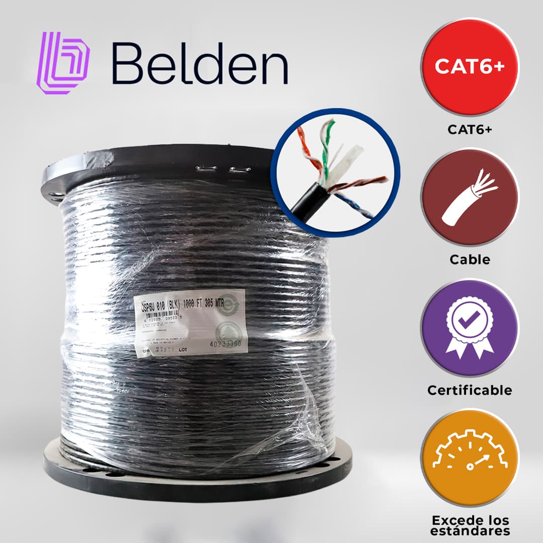 CABLE OSP UTP CAT6 BELDEN OSP6U 0101000 / EXTERIOR / NEGRO / 350MHZ / 4 PARES / 24 AWG / FORRO POLIETILENO / BOBINA / 1,000 PIES 305 METROS - Miniatura 6