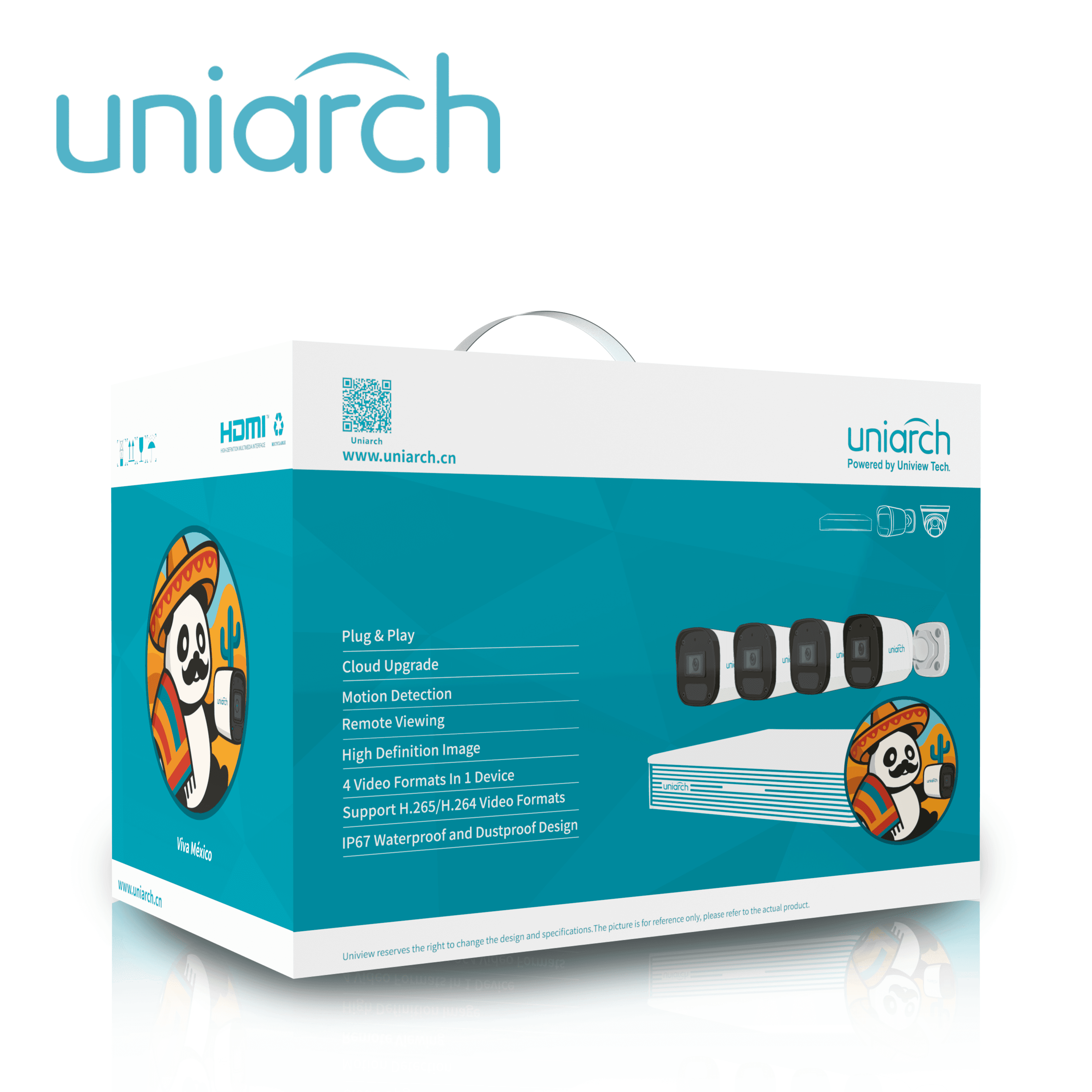 KIT MINI FIXED BULLET UNIARCH IPKIT-108S-4BC / 4CAMARAS-MINI- BULLET-2MP / IPC-B132-AF28-E / ULTRA265 / FULL-HD / LENTE 2.8 MM / DWDR / 30MIR MICROFONO INTEGRADO / HUMAN BODY DETECTION 2.0 / DETECCION DE AUDIO / POEAF / IP67 / 1-NVR-108S3-P8-E / HAST - Miniatura 4