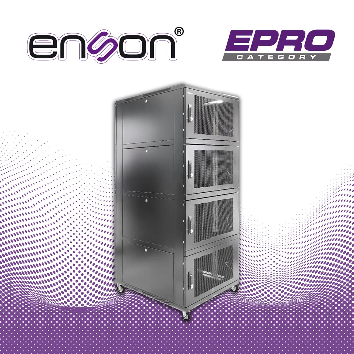 GABINETE DE PISO MODULAR DE ACERO ENSON ENS-RKGB42U8 / 36UR EN 4 MODULOS DE 9UR CADA UNO / PANELES LATERALES EXTRAIBLES / PUERTAS DE MALLA DELANTERAS Y TRASERAS CON CERRADURAS / TAMAÑO EXTERIOR 42U 800X1000X2000 - Miniatura 6